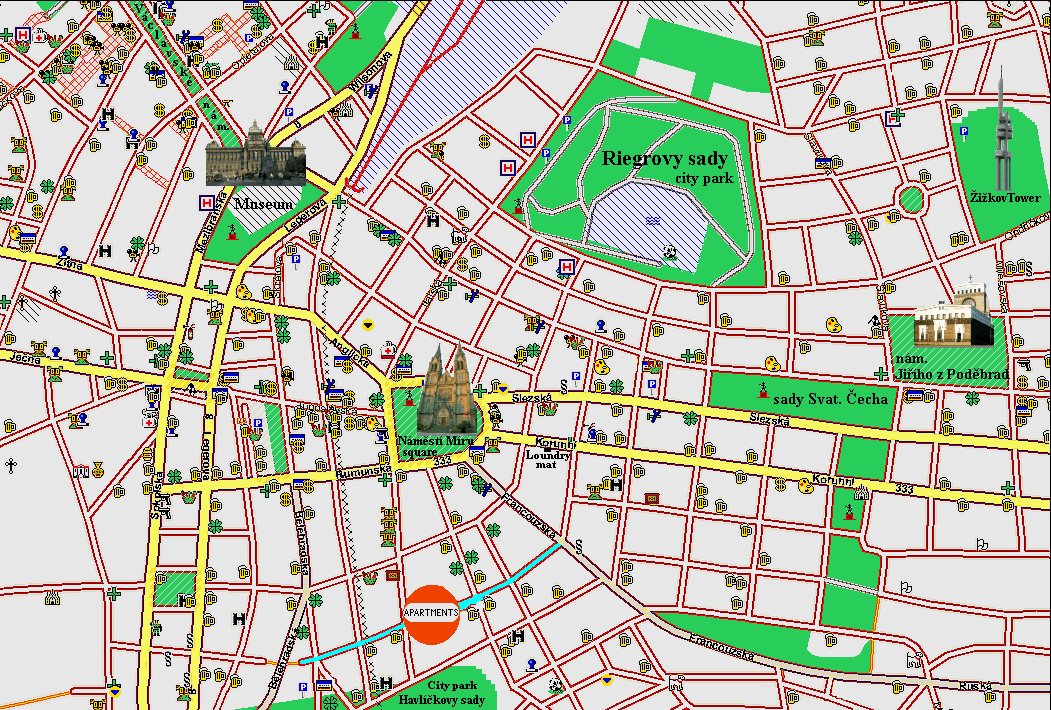 map with a sign of apartment location